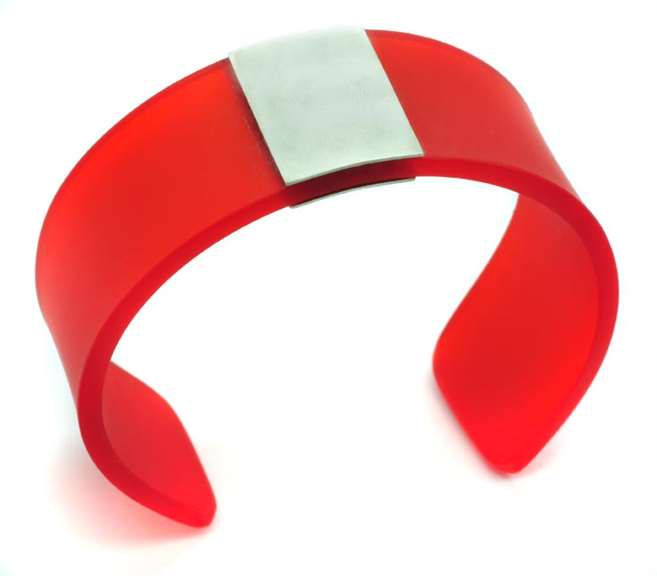 Red Perspex And Silver Cuff