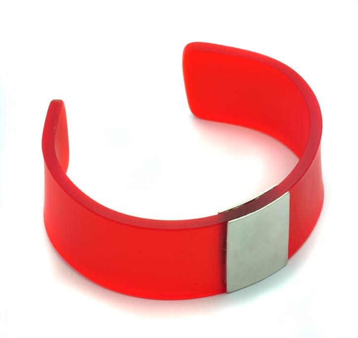 Red Perspex And Silver Cuff