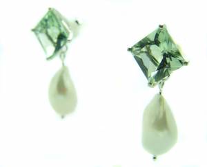 Green Amethyst Pearldrop Earrings