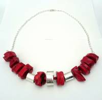 Chunky Coral Silver Necklace £180