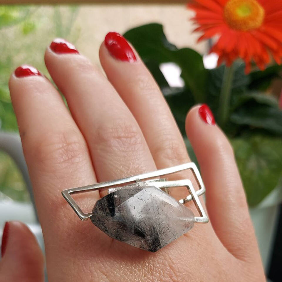 tourmalinated quartz component ring