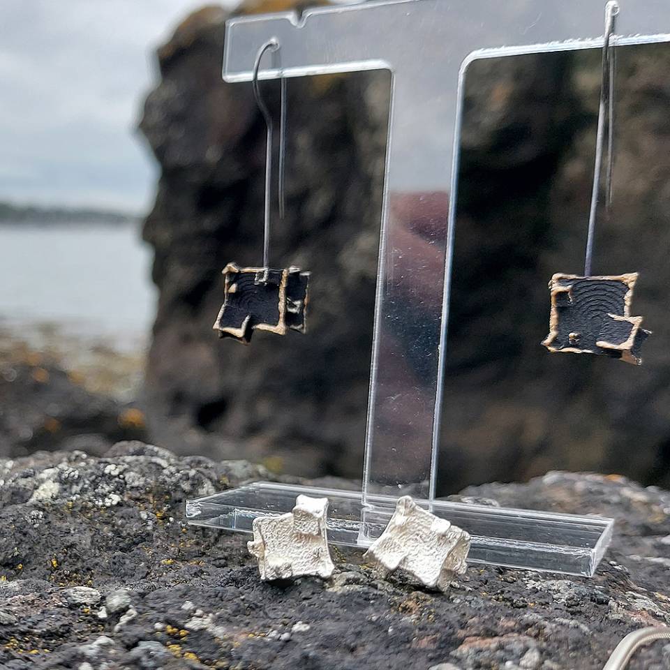 small silver cube studs