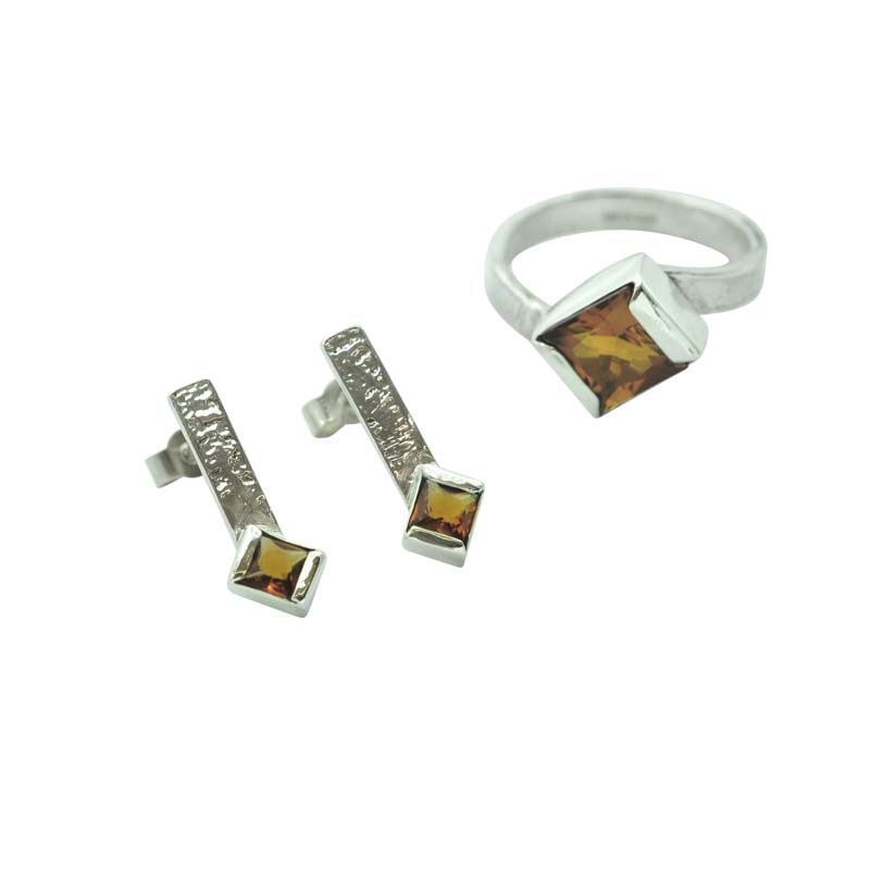 Citrine Earrings Ring Set