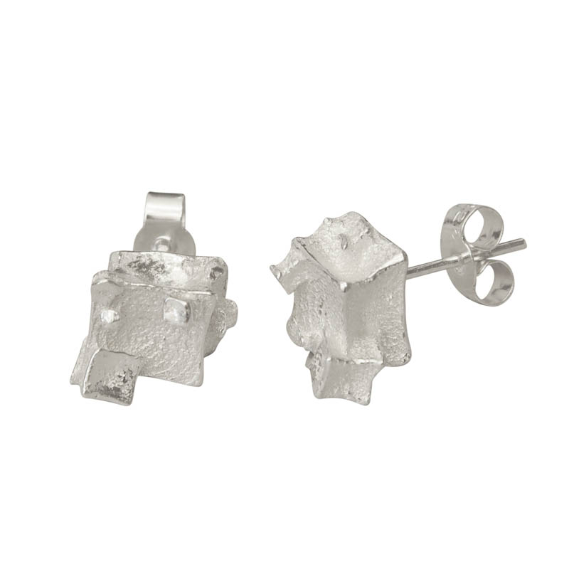 Silver Cube Studs