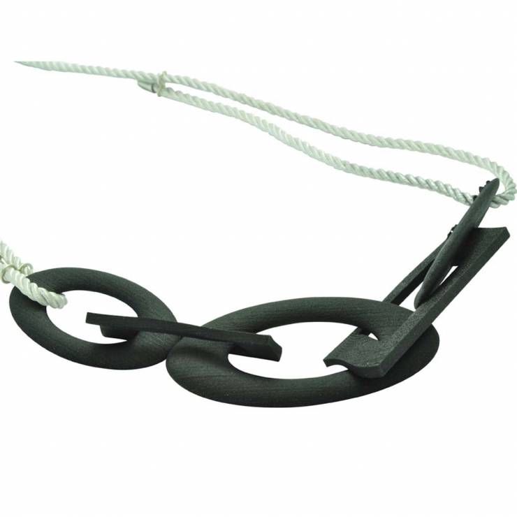 black chain necklace - silver cord