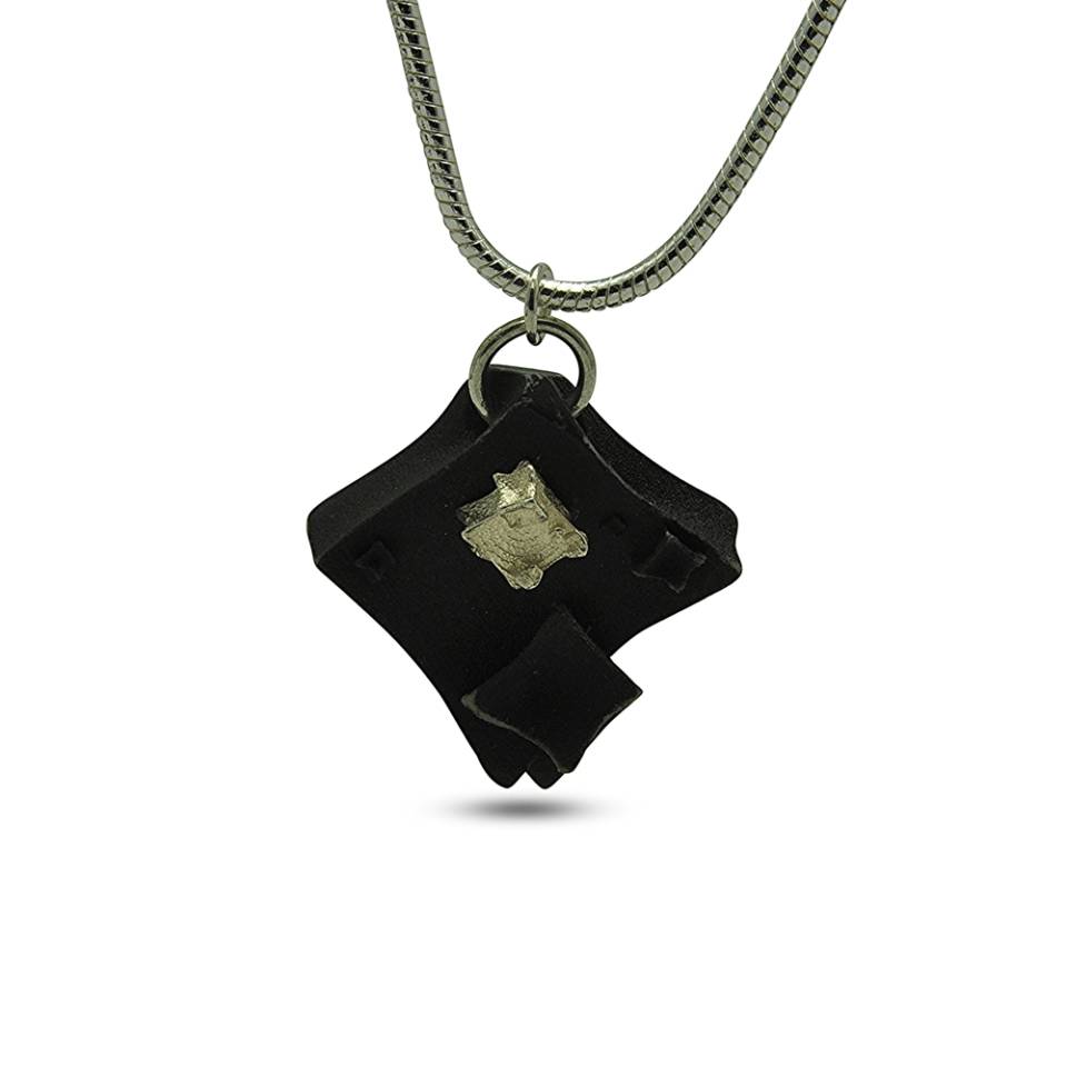 large black cube silver cube detail pendant - web