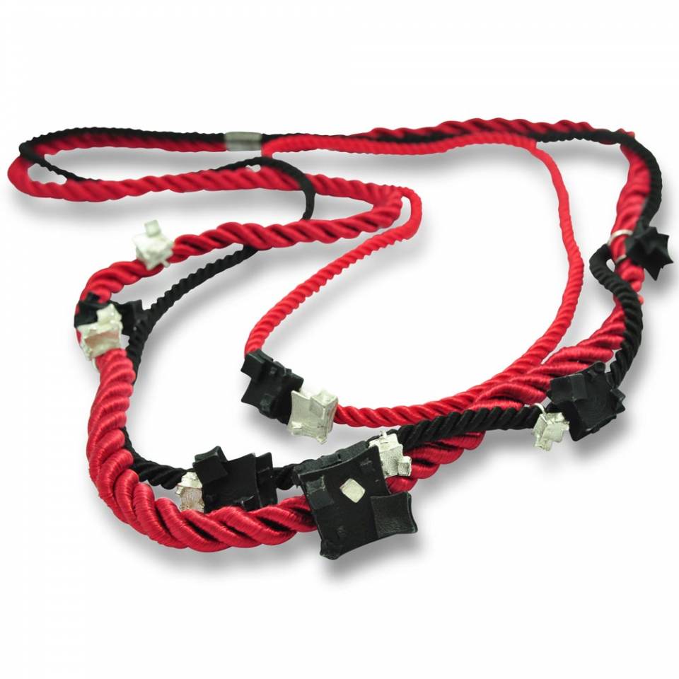red black rope multi necklace