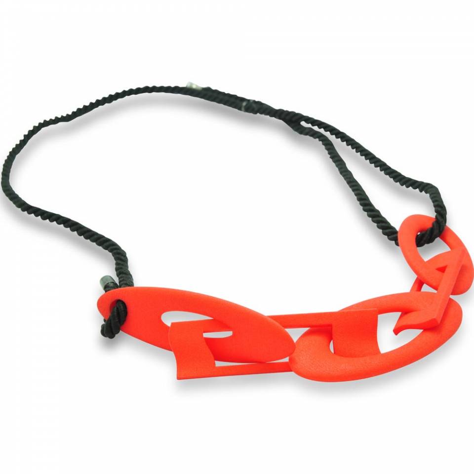 red chain necklace - black rope