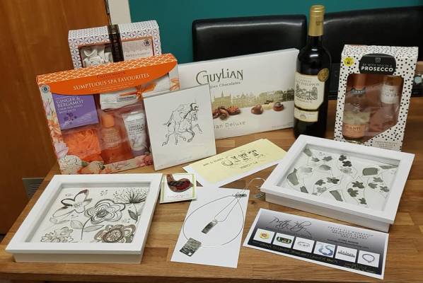 Raffle prizes to raise money for the Fawcett Society