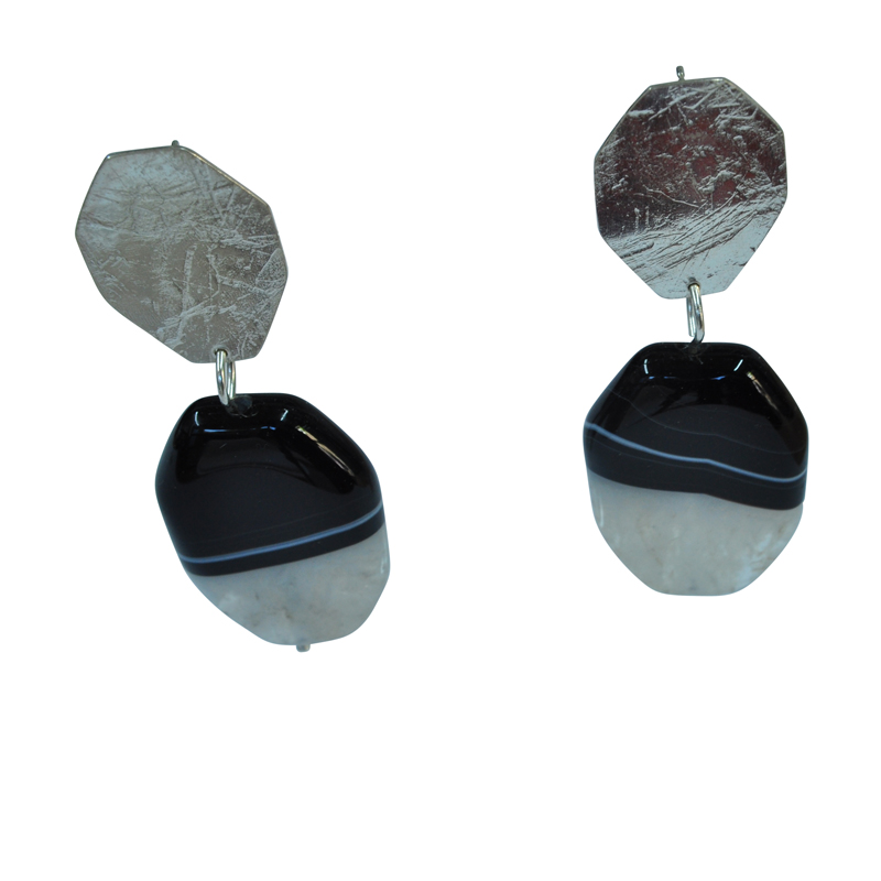 rollered hex agate drop studs