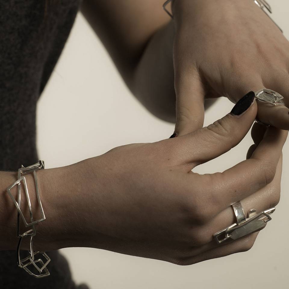 component rings modelled with bracelet