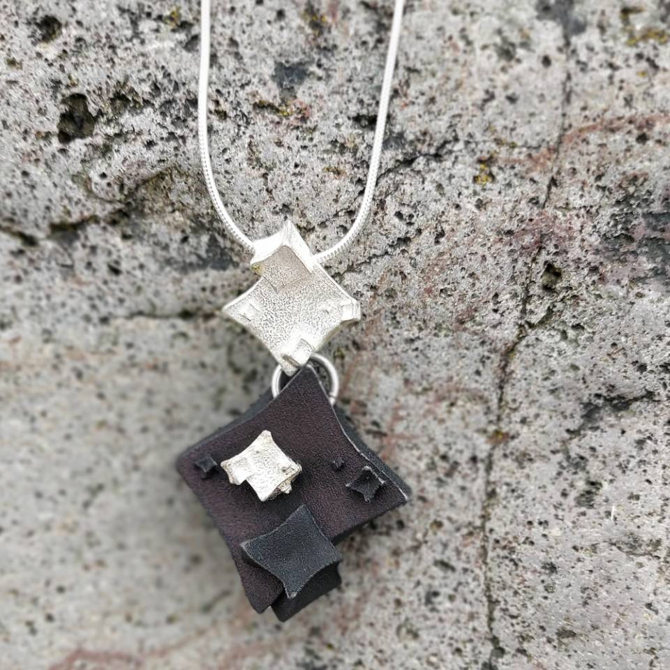 diamond cube black cube drop pendant