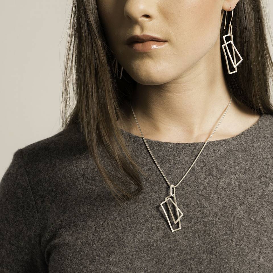 large component pendant and earrings