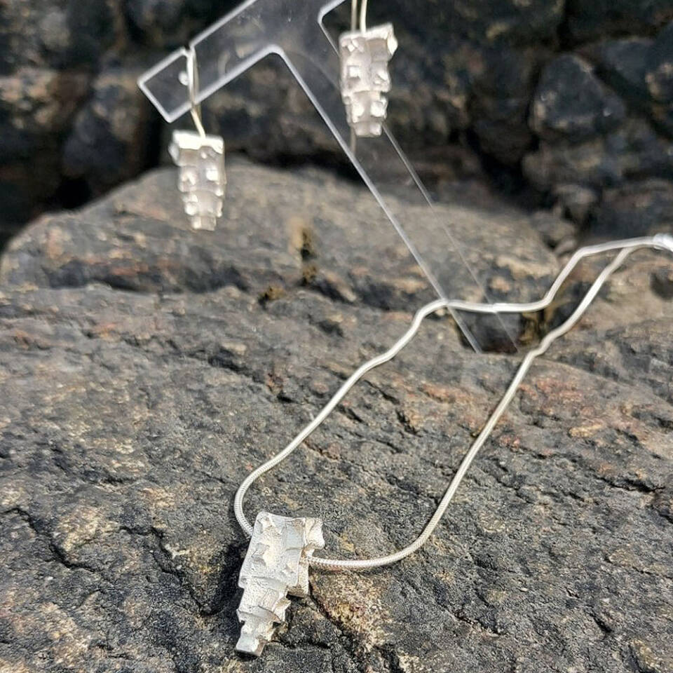 silver pyramid cube pendant