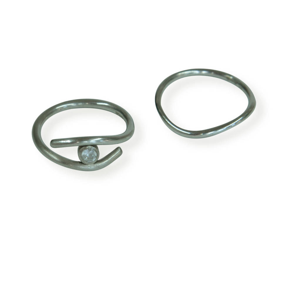 silver eye and fitted wedding band rings