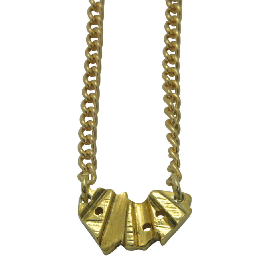 18ct gold plated silver fan necklace