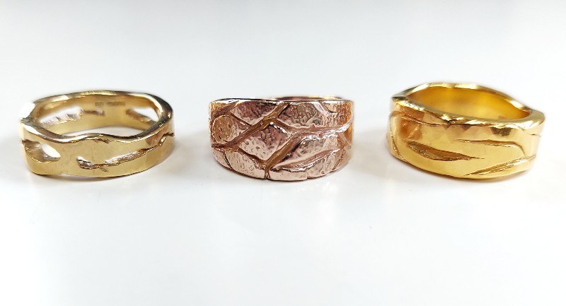 natural world silver rings plated in gold