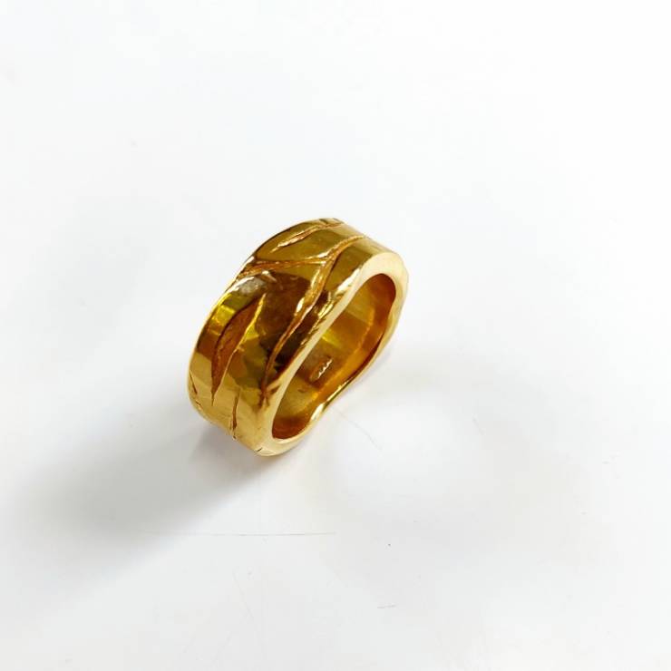 cracked wave ring silver with gold plate