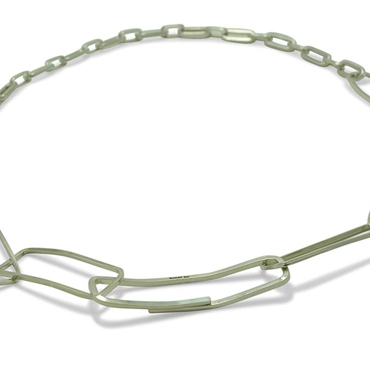 long rectangle link chain necklace - web