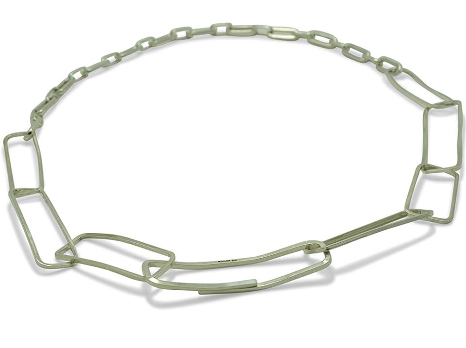 long rectangle link chain necklace - web