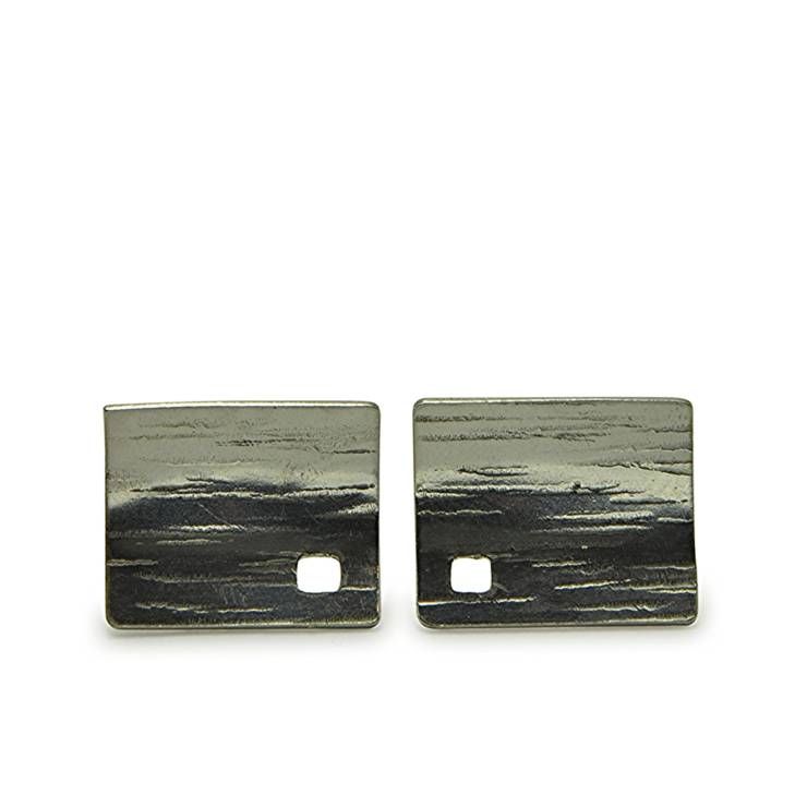 textured rectangle window stud earrings