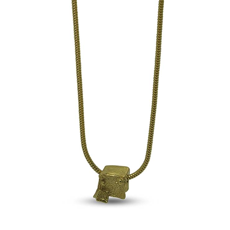 small cube 18ct gold plated pendant - web