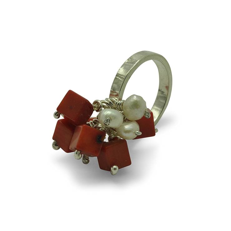 coral pearl cluster textured ring - web