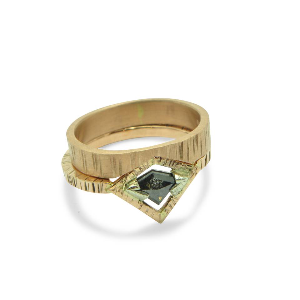 9ct rose gold alternative salt and pepper diamond engagement ring