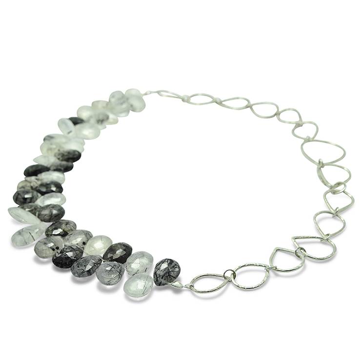teardrop broilette tourmalinated quartz linked necklace - web