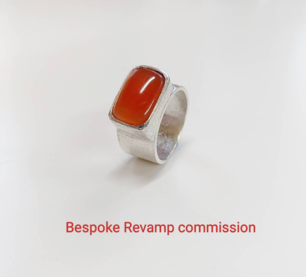 Bespoke revamp carnelian silver ring commission 