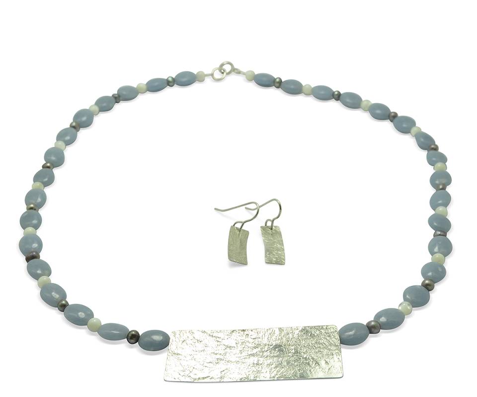 angelsite pearl moonstone rollered necklace