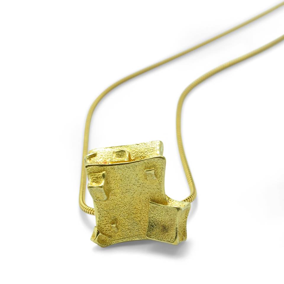18ct gold plated 3d multi cube pendant