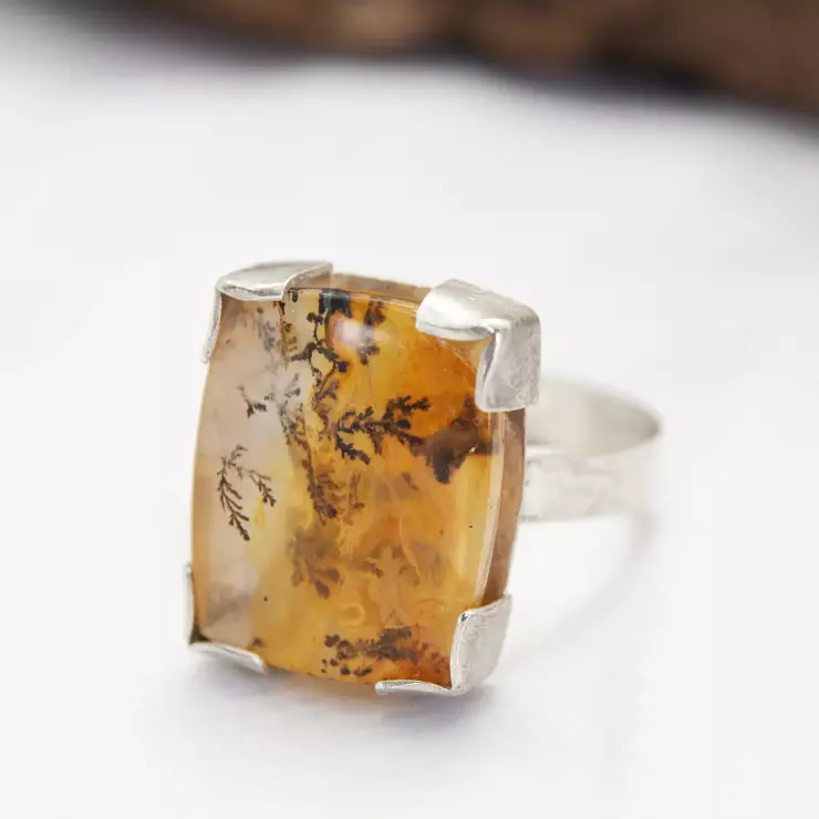 dendritic quartz adjustable ring